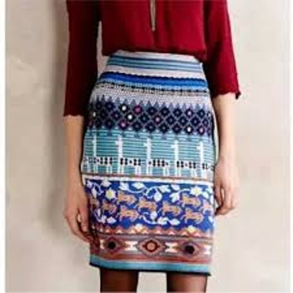 Anthropologie HWR Llama Line Sweater Skirt, Wool Blend, Elastic Waist Size S New
